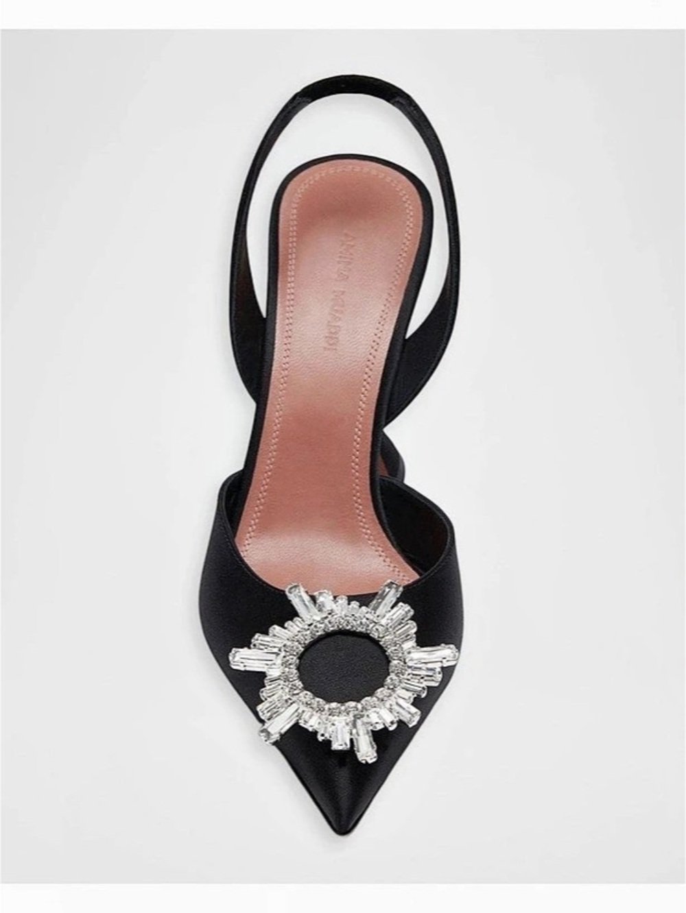Black Satin Sling Pumps 95 Crystal Heeled Shoes Size 41